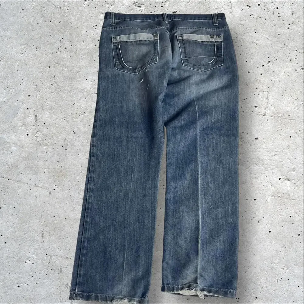 Paper Denim‎ & Cloth Alt Grunge Baggy Embroidered Straight Jeans Size 36x30